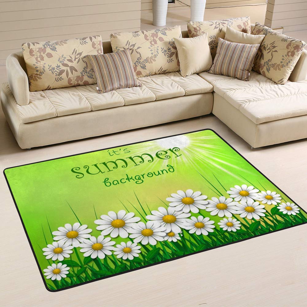 Tapis d'été chrysanthème CHEHONG anti-peluche pour salon et chambre