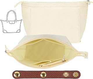 Taschen Organizer, Beige Größe M Taschen Innen Organizer Filzstoff, Mehrtaschen Organize r Für Tas-chen Innen With Zipper, Große Kapazität Handtaschenorganizer Mit Schultergurtschnalle