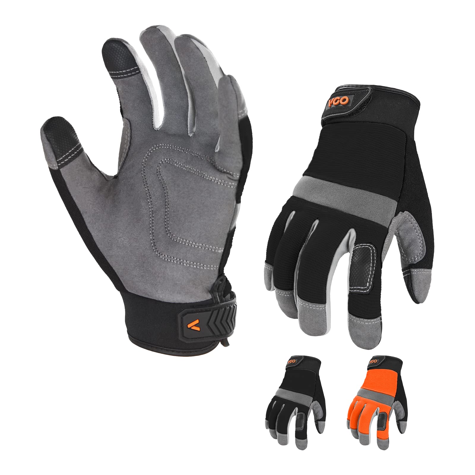 VGO 3-Pair Safety Work Gloves, Light Duty Mechanic Gloves (Size S, 3 Colors, SL7584)