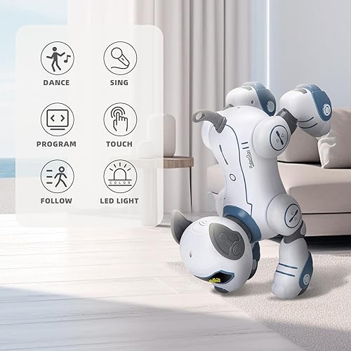 Miniatura 5 de Robot de juguete para perros con control remoto cachorro robótico programable para niños, robot interactivo inteligente para mascotas, perro que