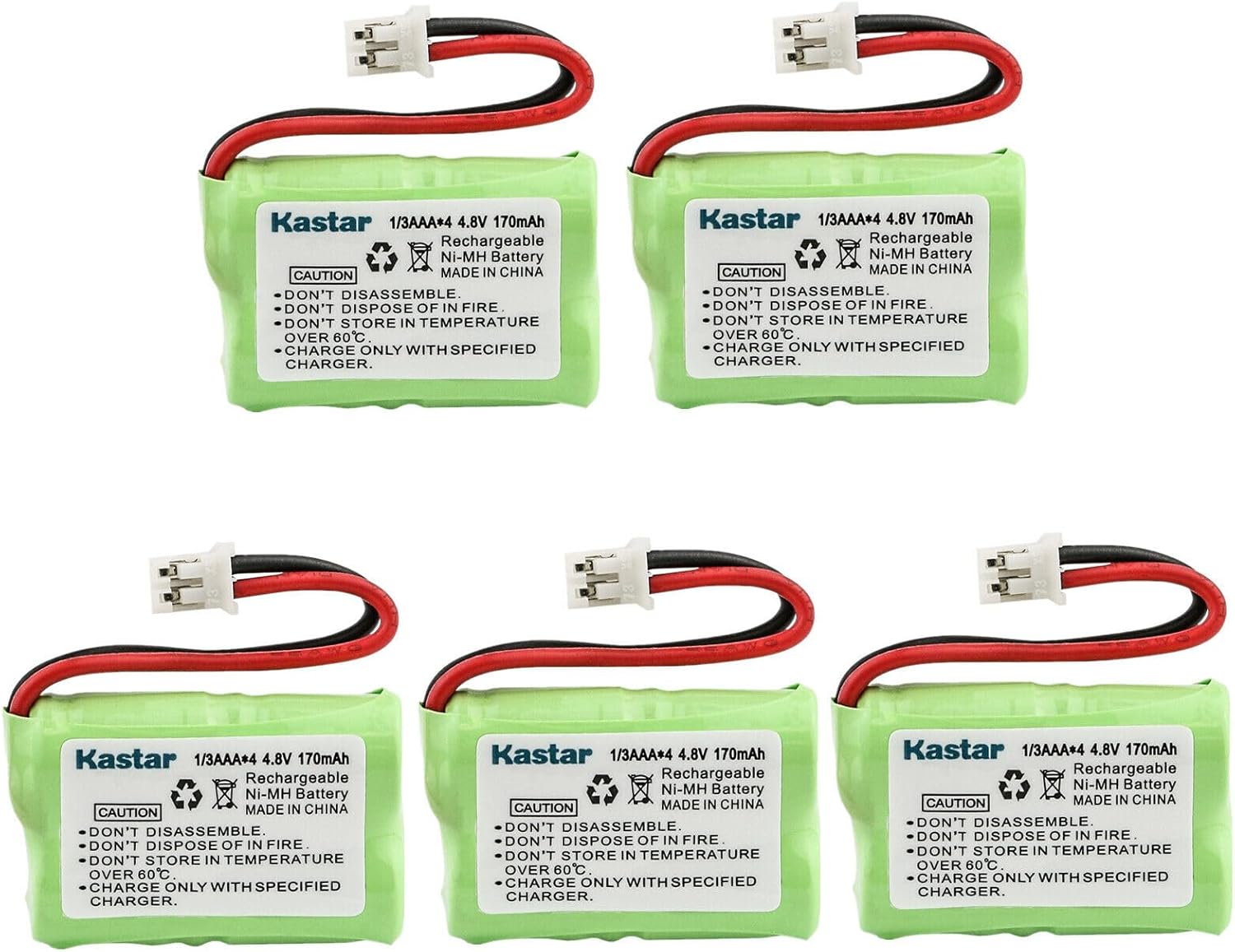 Kastar 5-Pack 4.8V 170mAh Ni-MH Battery Replacement for Dogtr Sportdog Field Trainer SD-400, Sportdog Field Trainer SD-400, Field Trainer SD-400S, SD-350, SD-400, SD-800, PDT00-12470, PAC00-12159