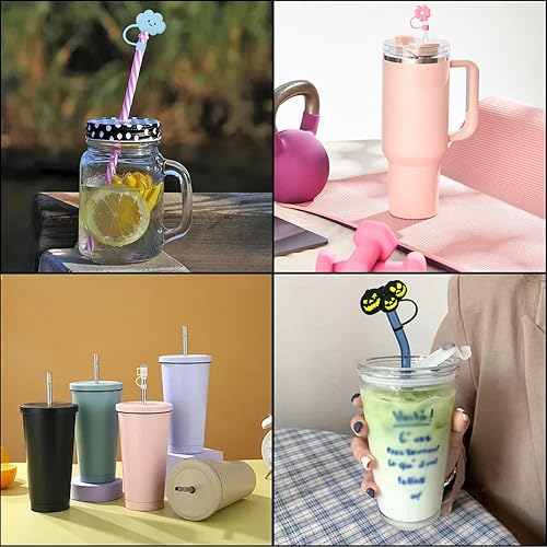 Miniatura 5 de Paquete de 4 tapas de paja para vaso Stanley, adornos de paja de flores de 0.4 pulgadas para copa H2.01.0 Stanley Quencher de 30 y 40 onzas,