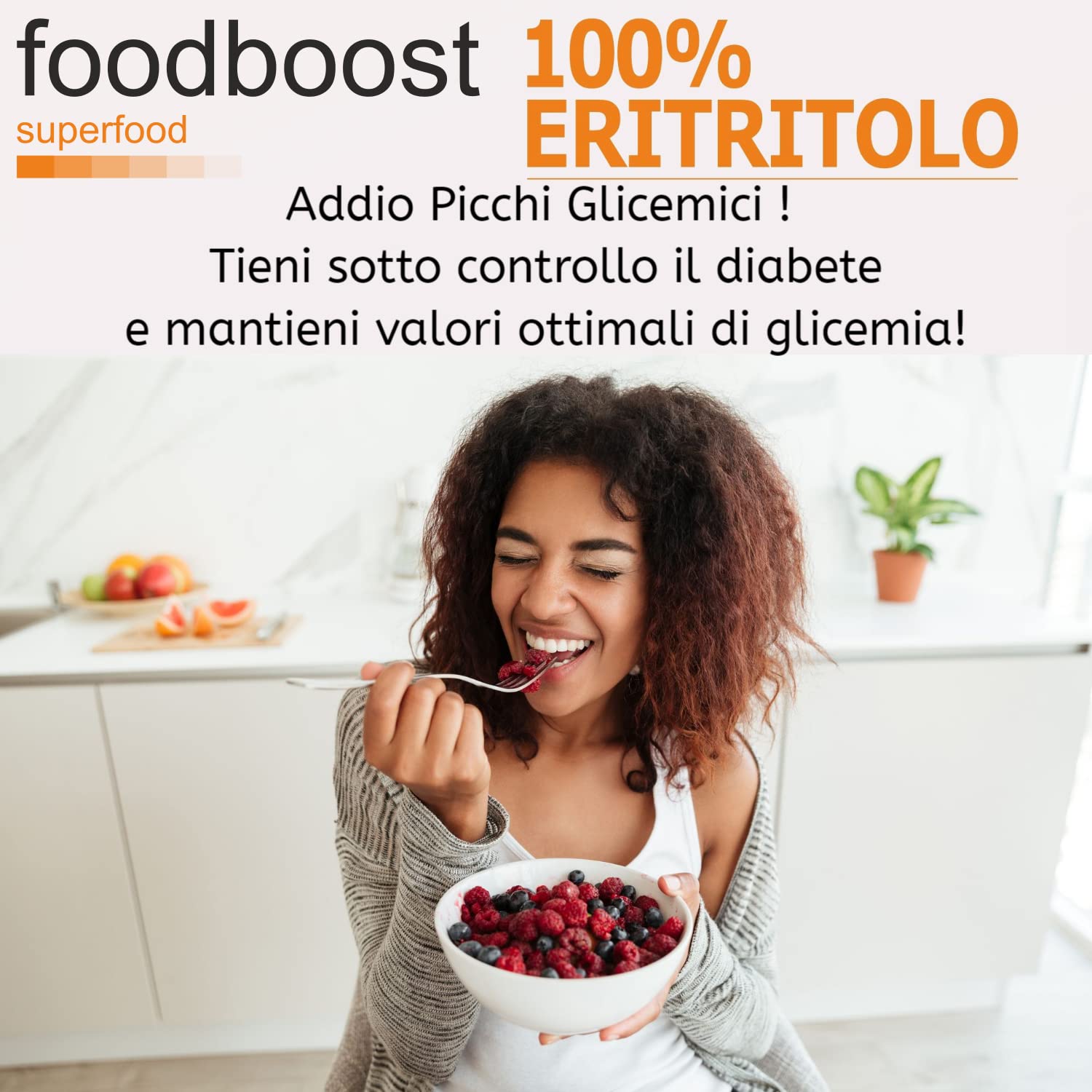 Eritritolo 5Kg foodboost -sostituto dello zucchero- 0kcal - 100% Puro- stesso potere dolcificante dello zucchero da cucina, adatto per diabetici e diete ipocaloriche o bilanciate- Maxi Confezione