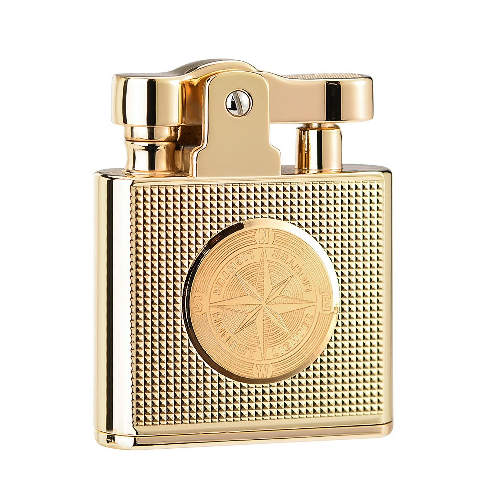 Fralwo Vintage Trench Lighter Retro Kerosene Copper Lighter, Press Ignition Windproof Lighter for Men Dad Husband (A)-image-18