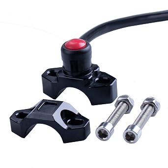 ORAEVY CNC Universal Motorcycle Engine Stop Start Kill Switch Button with Mounting Backplate for ATV,Dirt Pit Bike,Scooter,Quad - Black