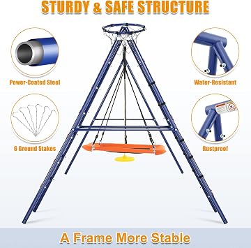550lbs Swing Sets for Backyard - 6 in 1 Kids Playground Sets with 3 Swings