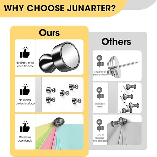 Miniatura 3 de Paquete de 45 pines magnéticos, imanes negros fuertes para nevera, imanes de pizarra blanca, imanes para refrigerador fuertes, imanes de borrado en