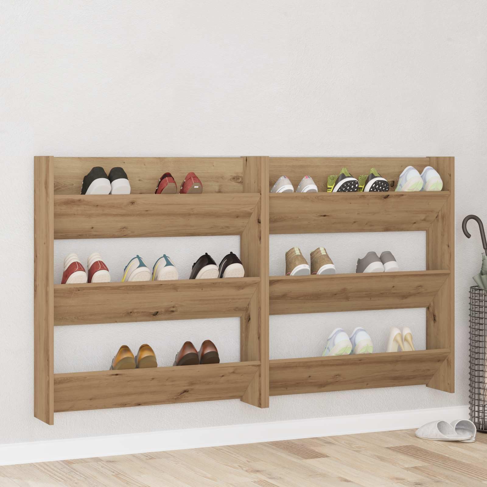 Schuhschrank 2 pcs Artisan-Eiche 85 x 18 x 90 cm Holzwerkstoff schuhregal schuhschrank schuhablage schuhkipper schuhständer schuhbox Regal Schrank Ablage Ständer Kommode Möbel Aufbewahrung