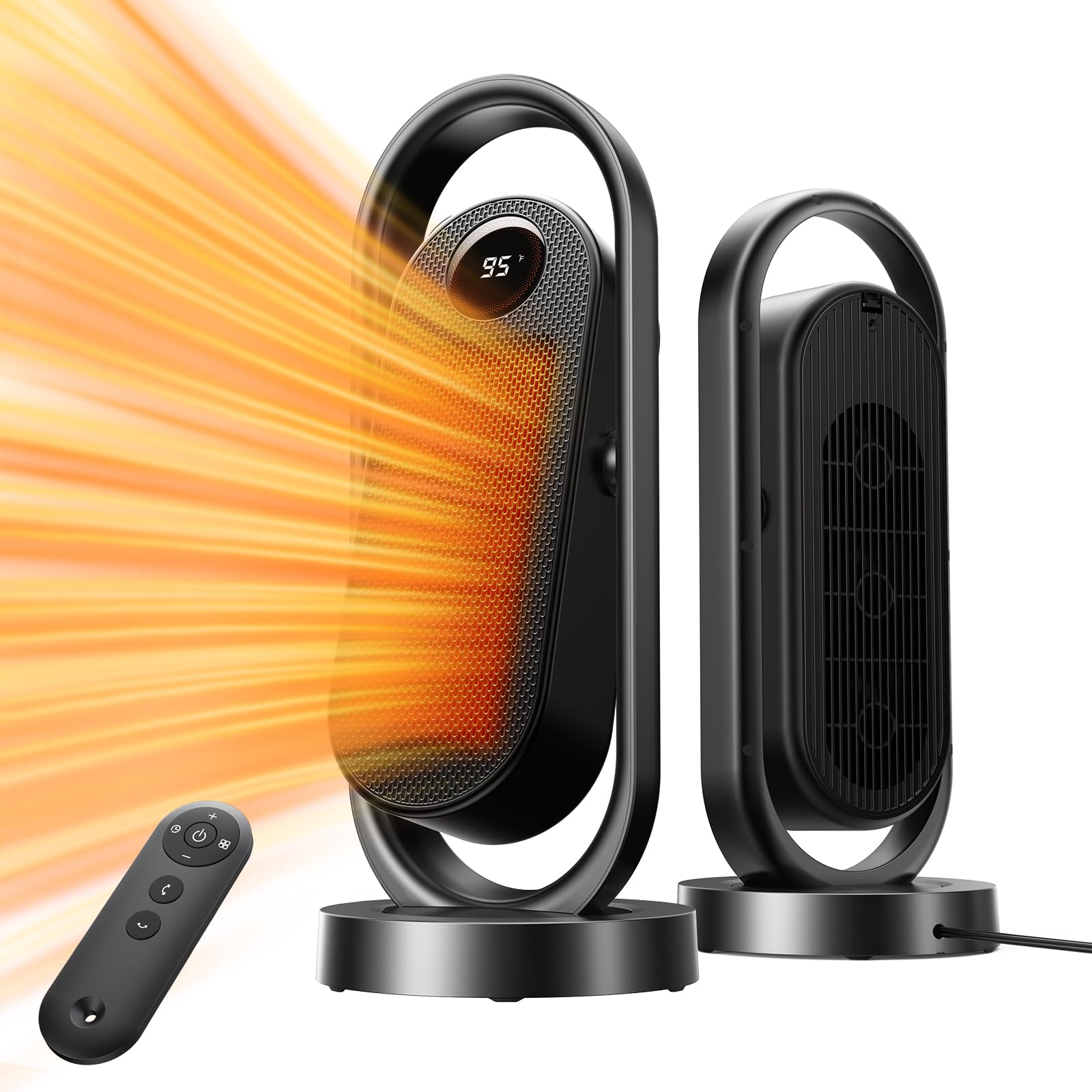 RANVOO Space Heater Electric Portable Heaters for Indoor Use with Thermostat Wide Oscillation ECO and Fan Mode 1-12H