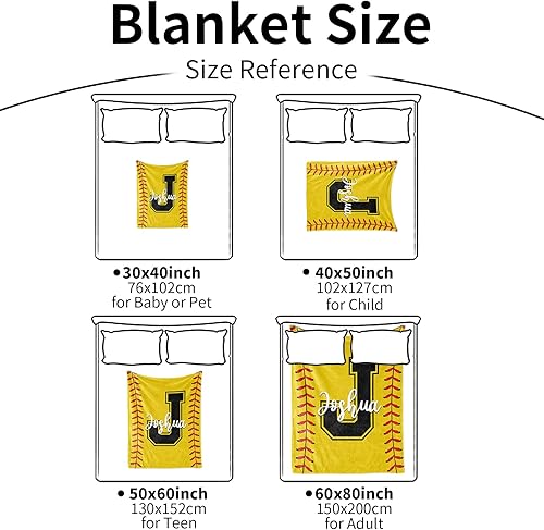 Miniatura 6 de Dyoart Manta personalizada de sóftbol para niños con nombre y número, mantas deportivas personalizadas para cama de regalo para bebés de 0 a 3