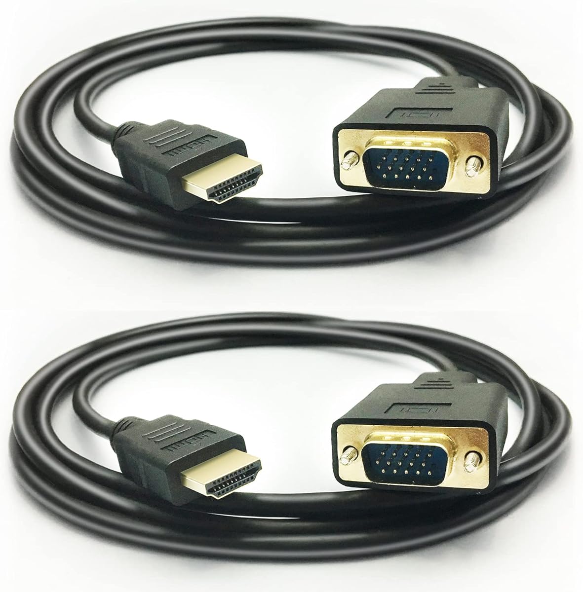 PeoTRIOL HDMI to VGA Cable, 1080P HDMI Male to VGA Male M/M Video Converter Cord vga Adapter Compatible with hdmi Desktop, Laptop, DVD to 15 Pin D-SUB HDTV Monitor Projector (2Pack)