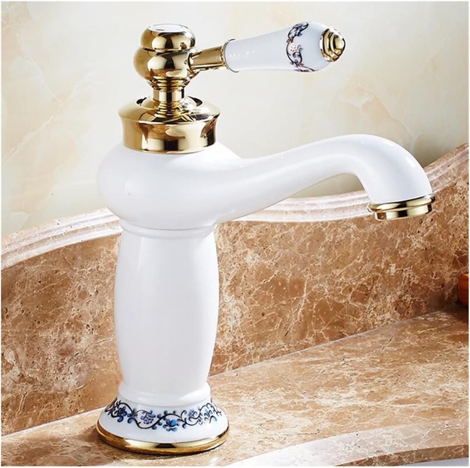 Basin Faucet Gold and White Wash Basin Faucet Luxury Bathroom Basin