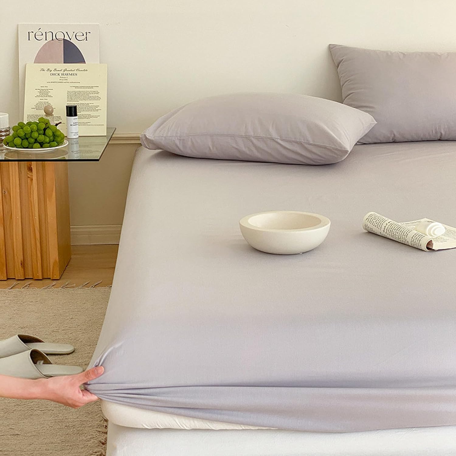 Box Spring Fitted Sheet, Pure Cotton Bed Sheet and Pillowcase Set for