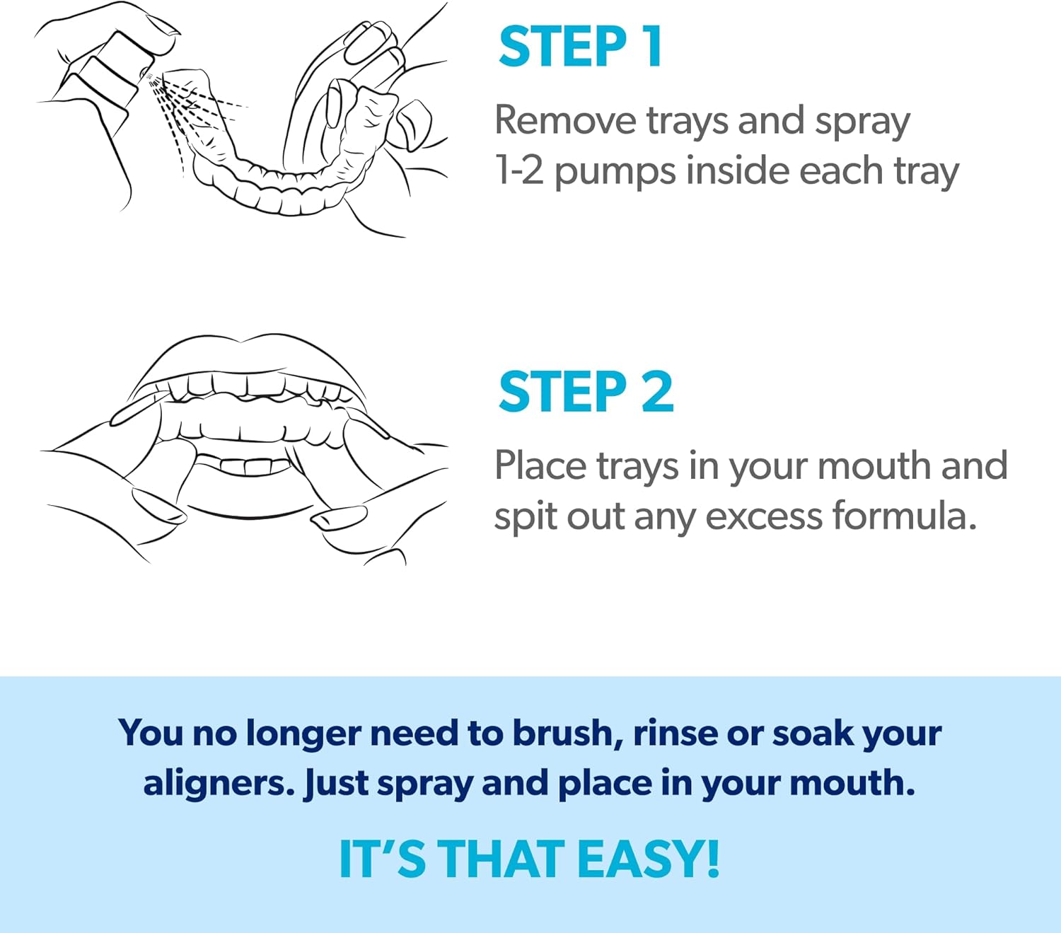 EverSmile AlignerFresh Cleaning Spray for Invisalign and All Clear Aligners and Retainers – On-the-Go Cleaning & Teeth Whitening, Kills Bacteria, Fights Bad Breath – Mint Flavor, 10ml (6 Pack)