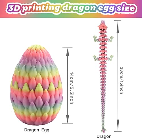 Miniatura 92 de Huevo de dragón impreso en 3D de 15 pulgadas, juguetes de cumpleaños de Navidad, regalo de relleno de calcetines, dragón de cristal articulado