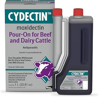 Elanco Cydectin Pour-On Cattle Dewormer | Kills Worms, Flies, Lice, Grubs, Mites | 1L Weatherproof Parasiticide