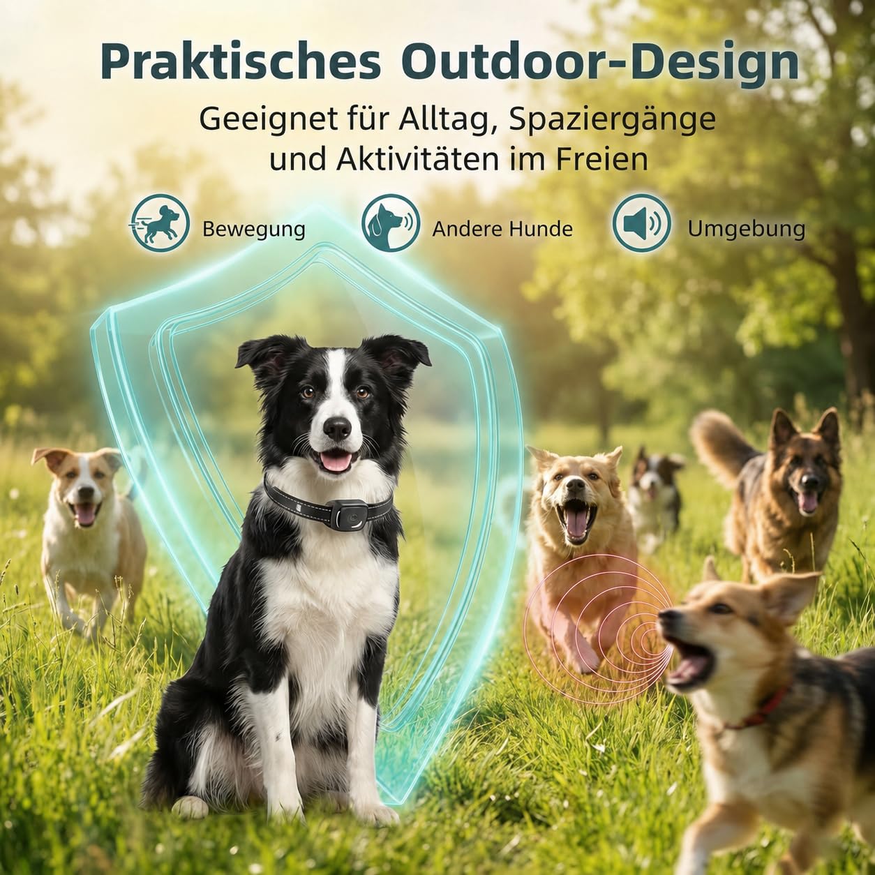 Verstellbares Hundehalsband für Alltag und Outdoor - Leichtes, wasserbeständiges Hundezubehör für Spaziergänge, Garten und Reisen, geeignet für kleine und mittelgroße Hunde (Schwarz) XGQ-002