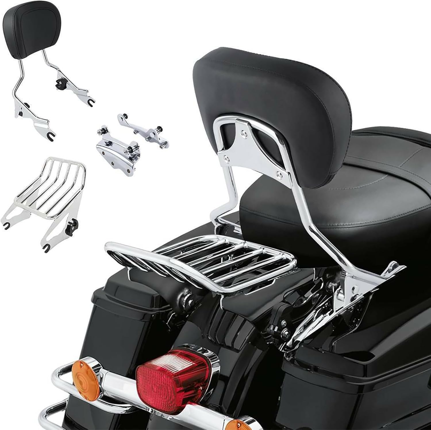 TCMT Black 4 Point Docking Kit Sissy Bar Backrest Luggage Rack Docking Kit Fit For Harley Touring FLHX 09-13