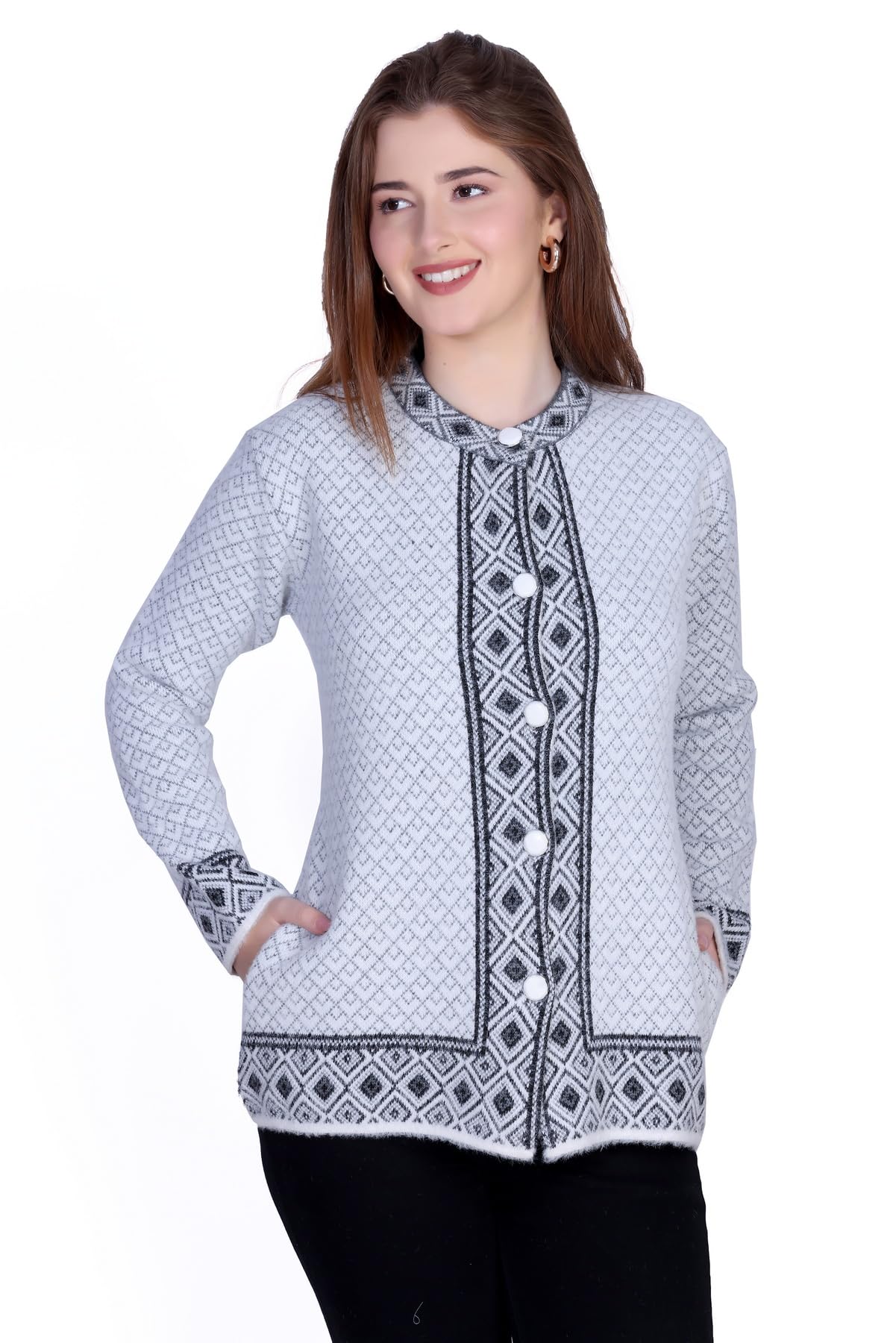 montrex Women Wool Blend Cardigan Full Sleeve Winter Sweater with Side Pockets for Ladies & Girls-picture-8