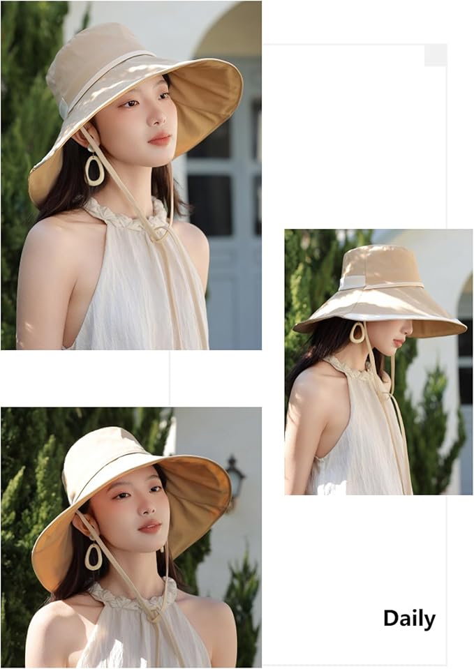 Sombrero plegable de playa para mujer con protección UV miniatura 3