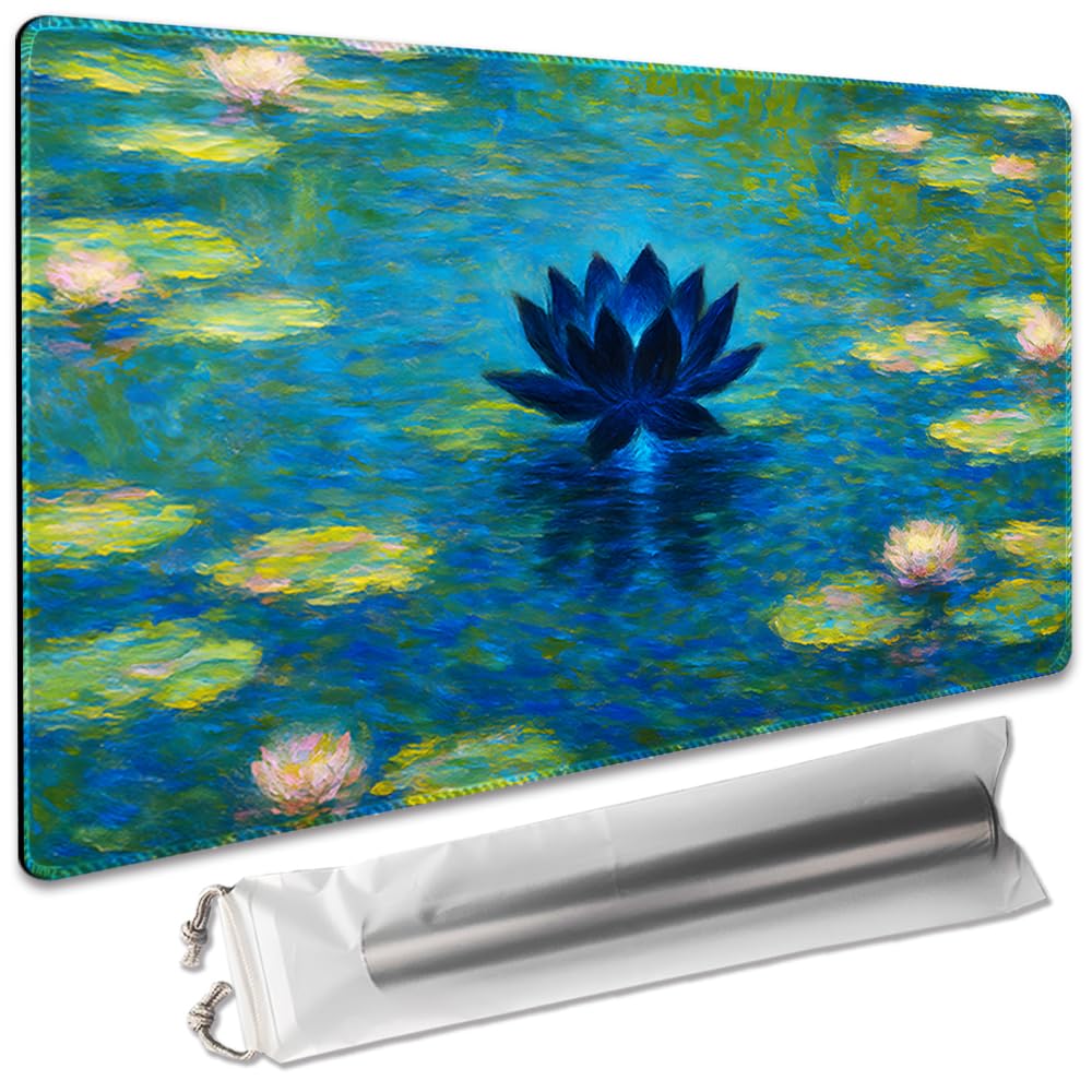 Board Game 14x24in MTG Playmat Compatible for OCG CCG RPG TCG Playmats (The Blooming Night Lotus)