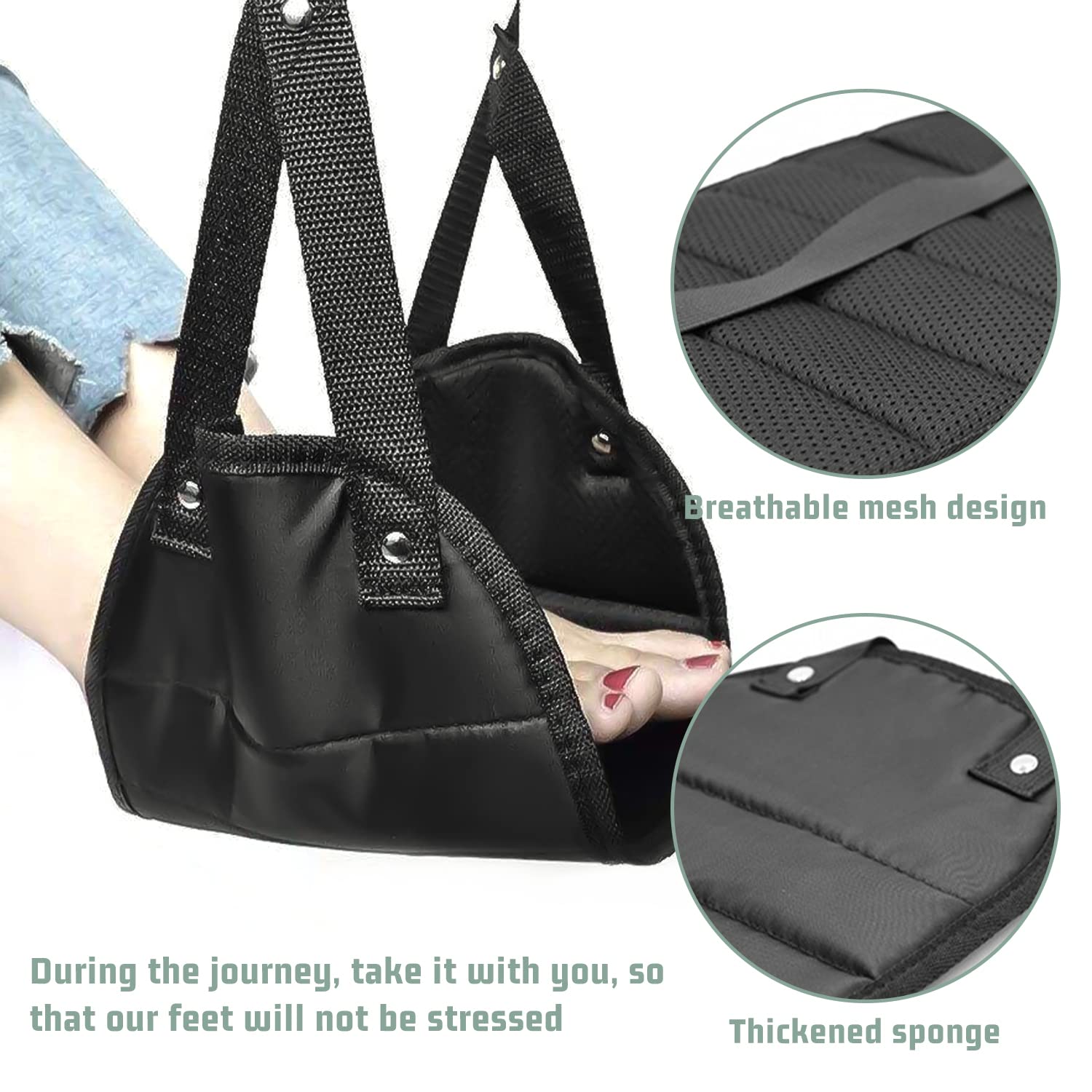 Repose-Pieds Avion Portable Réglable 60-90cm - Hamac Pieds Noir Pour Voyage, Bureau Et Train Repose-Pieds Avion Portable Réglable 60-90cm - Hamac Pieds Noir Pour Voyage, Bureau Et Train