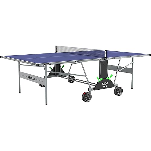 KETTLER Sport Axos Outdoor Table Tennis Table Bundle with Rackets and Balls