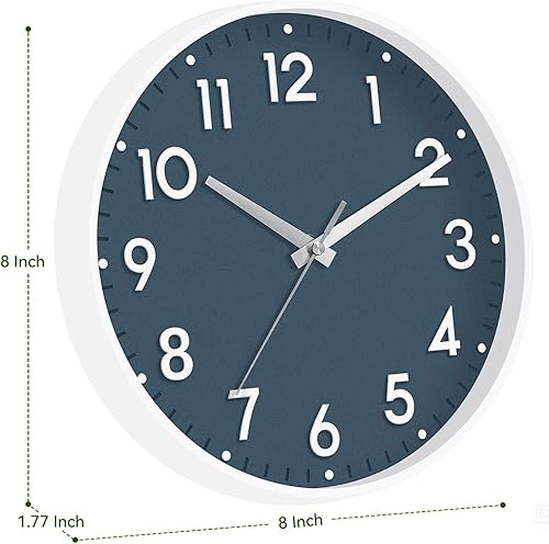 Miniatura 3 de Mosewa Reloj de Pared de 8 Pulgadas, Funciona con Batería, Silencioso, Sin Tictac, Reloj Analógico Moderno Decorativo para Cocina, Dormitorio,