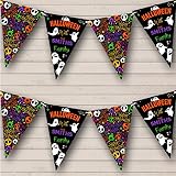 Colorful Skulls with Ghosts Personalized Decor Flag Banner Halloween Party Bunting
