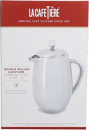 Miniatura 6 de La Cafetière Cafetería de acero inoxidable con aislamiento de doble pared, 8 tazas, acero inoxidable, plata