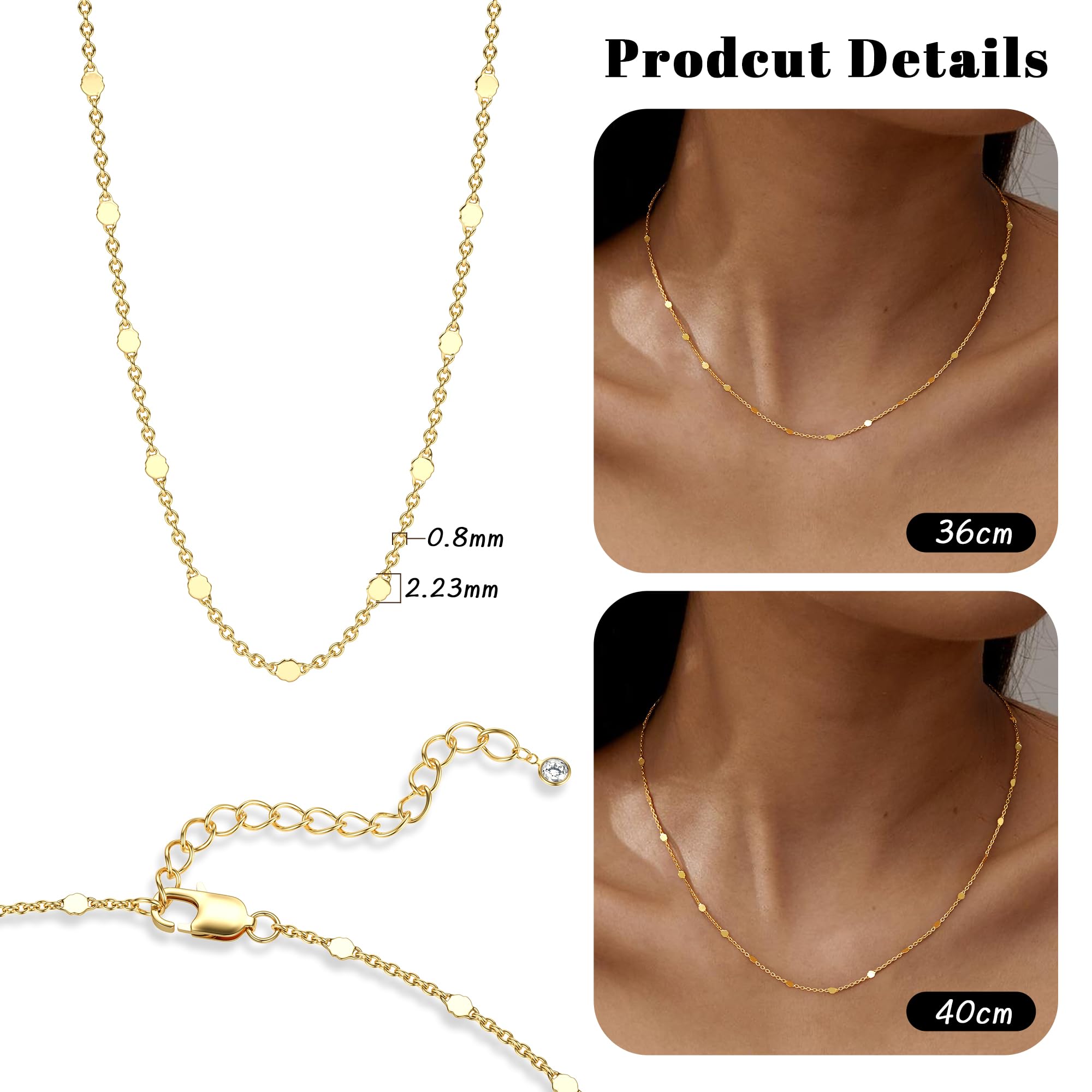 JeweBella Kette Gold Damen Wasserfest Halskette Damen Gold Kette/Herz/Kugel/Rund/Perlenkette 18K Goldkette Silberkette Dünn Choker Kette Damen Silber/Gold Schmuck Geschenke
