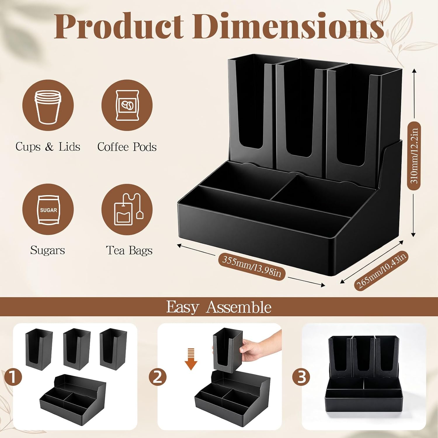 2‑tier Coffee Station Organizer for Countertop, 10 Compartments