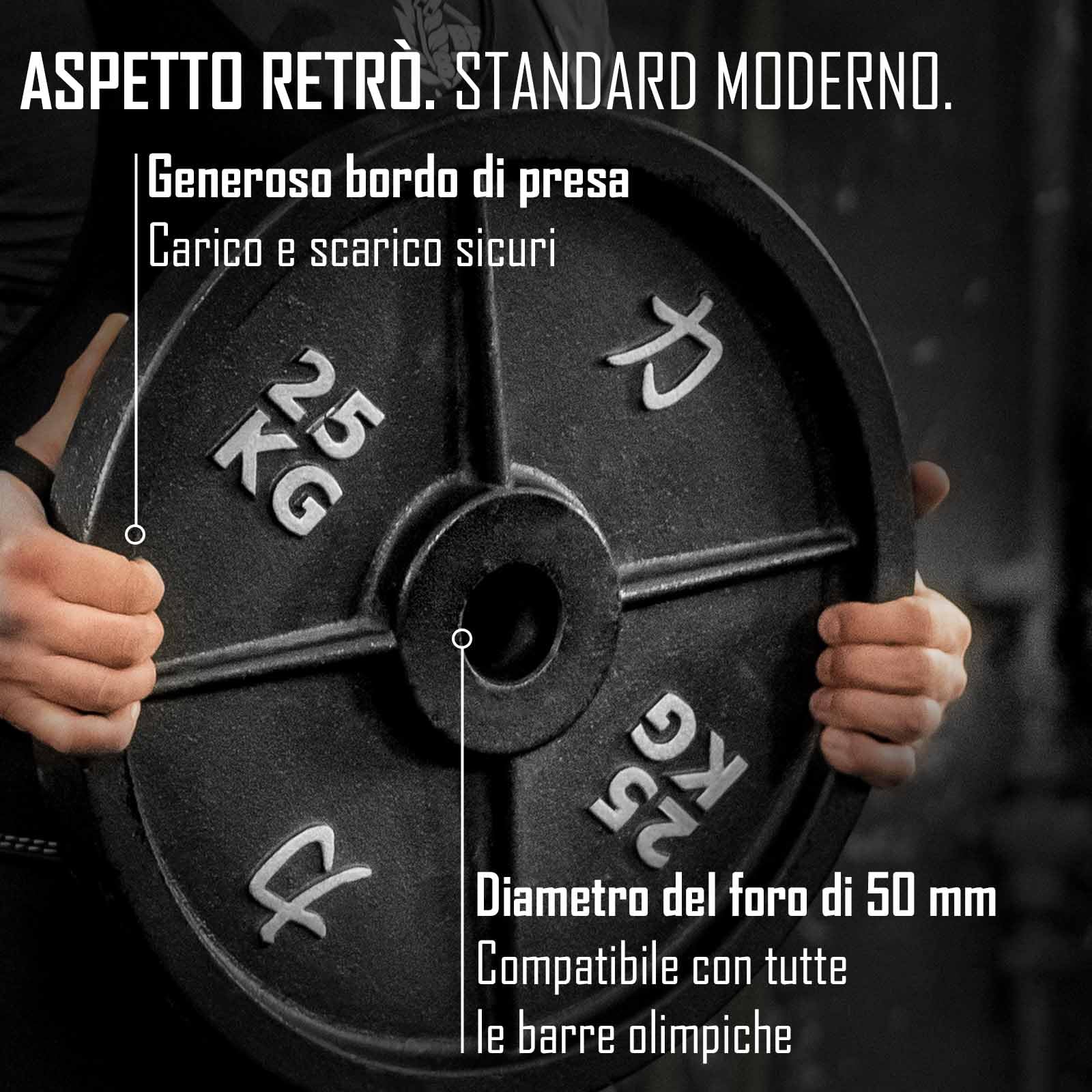 Strength Shop Dischi Palestra da 50mm Diametro Foro (1,25 kg – 25 kg), Dischi ghisa con Bordo del Manico, Robusti Dischi Pesi con Elevata precisione di Peso, Ideali per bilancieri, Asta SZ & Co.