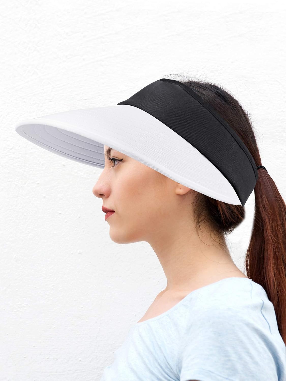 Syhood 2 Pieces Sun Visor Hats for Women Large Wide Brim Visor Hats Adjustable Summer UV Protection Packable Golf Beach Caps