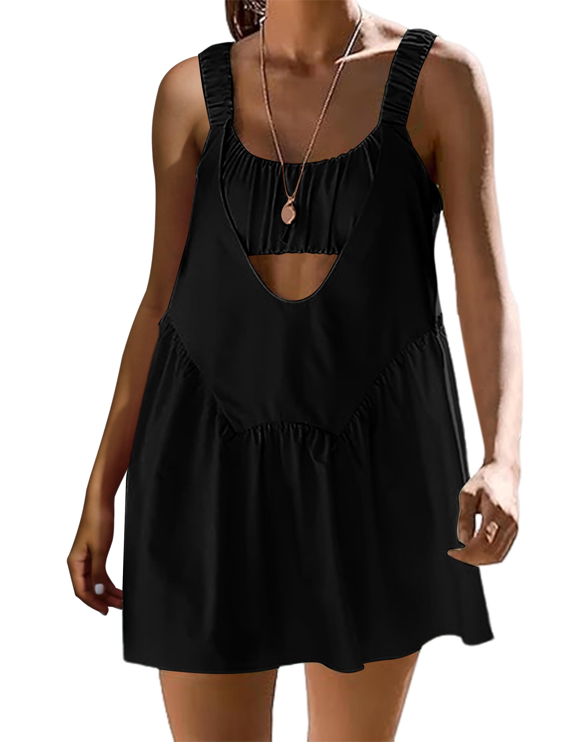 LauweionWomen Tennis Dress with Shorts Workout Hot Shot Mini Dress with Built in Bra Athletic 2 Piece Outfits Summer