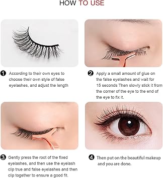 Braiton 8 Pairs Natural Look Lash 3D False Eyelashes Volume Faux Lashes Reusable Fluffy Eyelashes Bulk with Portable Boxes & Eyelash Brush,C