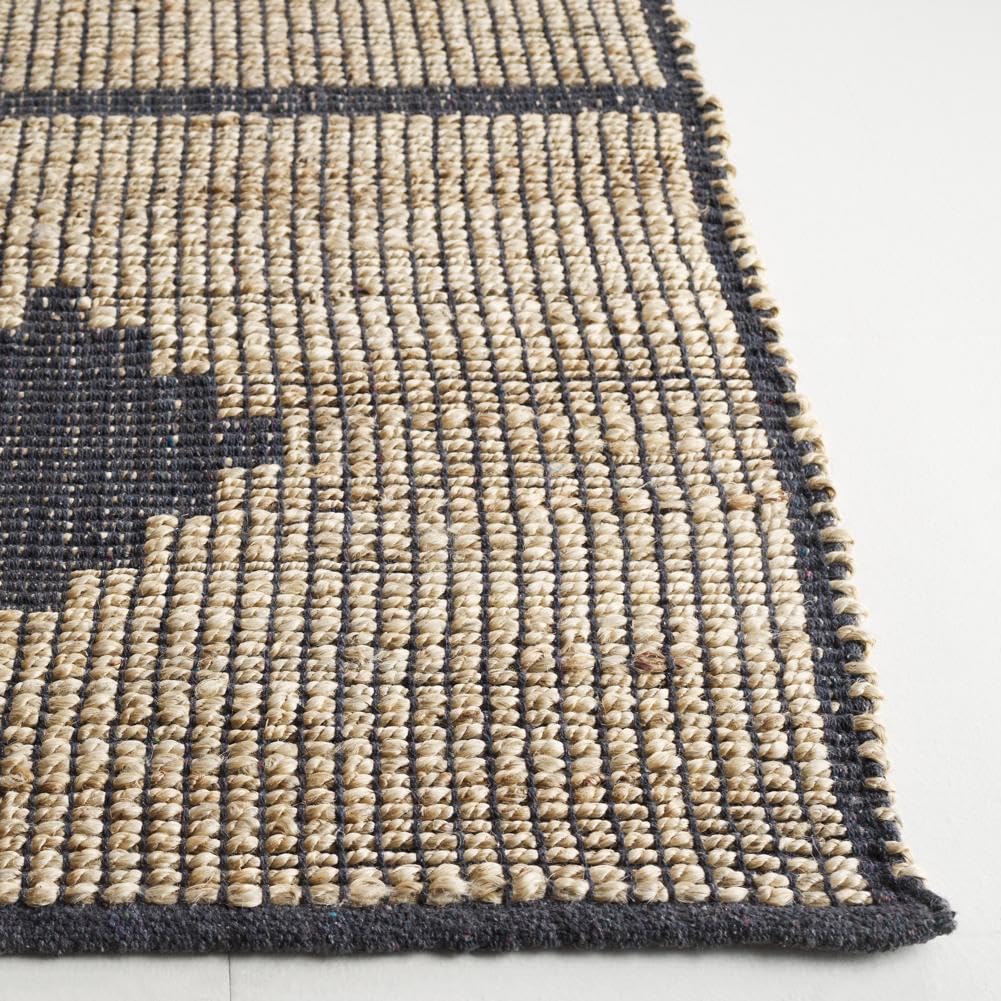 SAFAVIEH Area Rug 8x10 - Natural Fiber Collection - Large - Natural & Grey, Handmade Jute, Ideal for Living Room, Bedroom, Dining Space (NF878F)