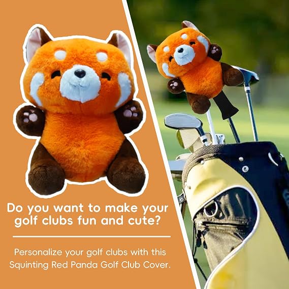 Cute Red Panda Golf Headcover, Animals Plush Golf Club Head Covers, Small Size Fits Hybird and Irons, Large Size Fits Standard 460cc Driver Head