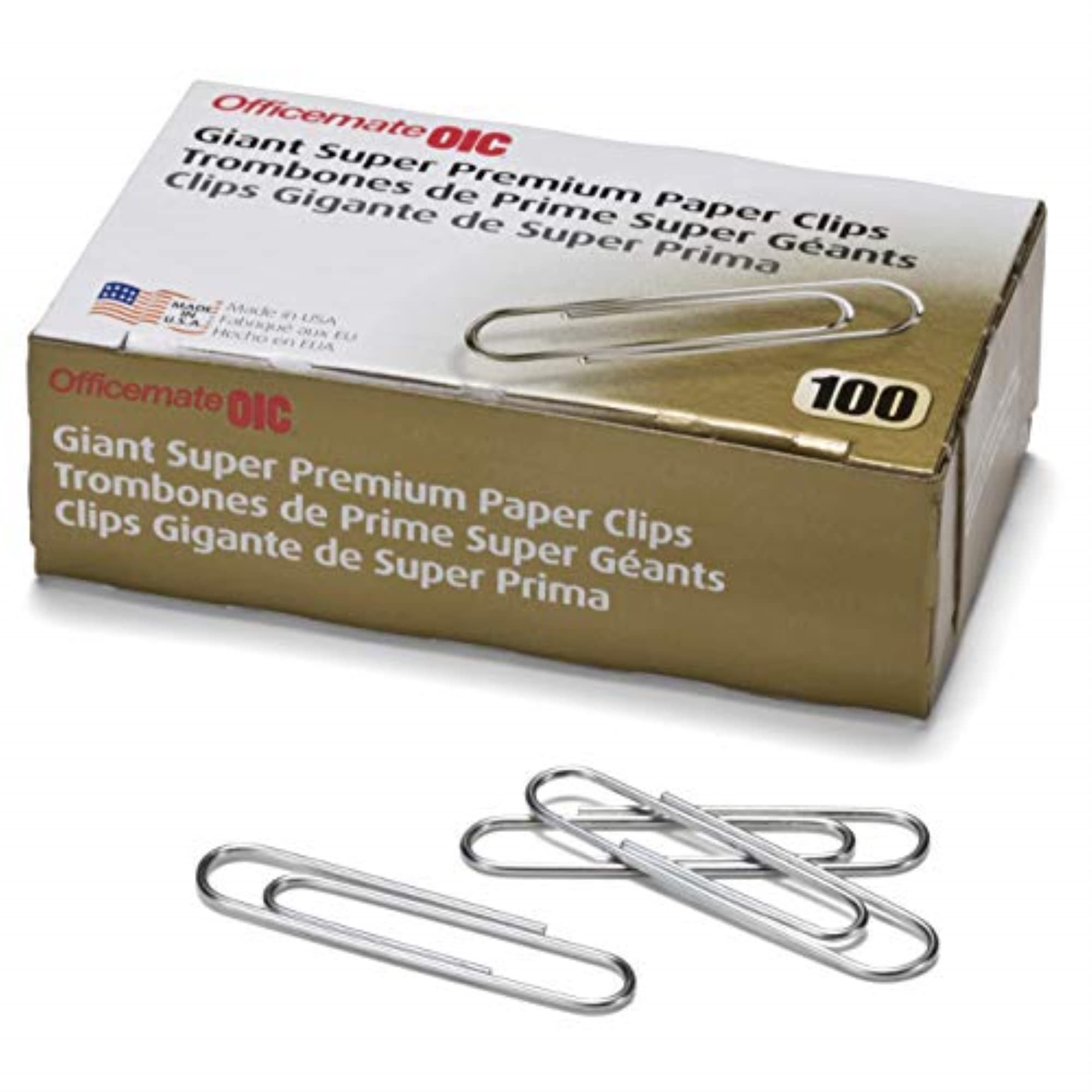 Officemate Super Premium 99907 Trombones géants 1 000 clips (10 boîtes de 100 chacune)