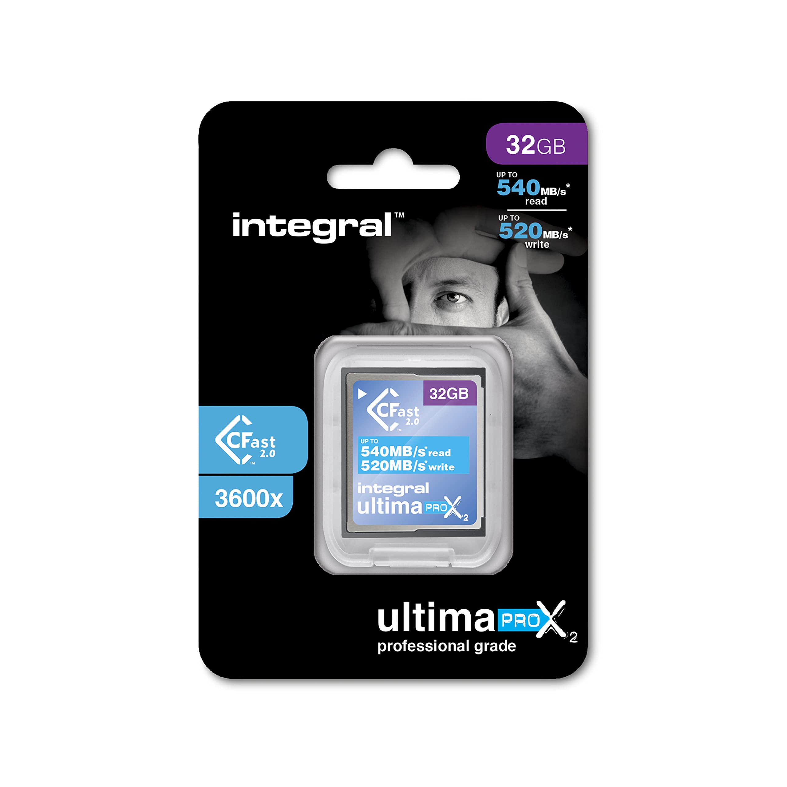 Integral Memory 32GB CFast Card 2.0 High Performance mit Einer Lesegeschwindigkeit von bis zu 540MB/s und Einer Schreibgeschwindigkeit von bis zu 520MB/s, INCFA32G-540/520