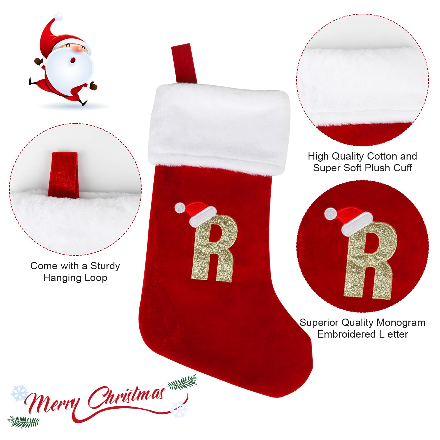 VEYLIN Christmas Stockings with Letters - Image 3