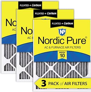 Nordic Pure 20x30x1 MERV 10 Pleated Plus Carbon AC Furnace Air Filters 3 Pack