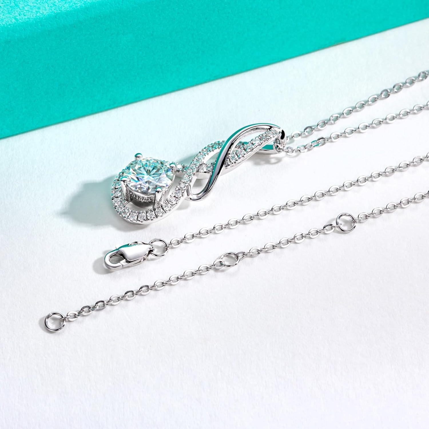 AnuClub Moissanite Pendant Infinity Necklace D Color VVS1 925 Sterling Silver Black Cross/Bone Necklace for Women Wife Her with Certificate, 40+2+3cm Extended Chain - Image 4