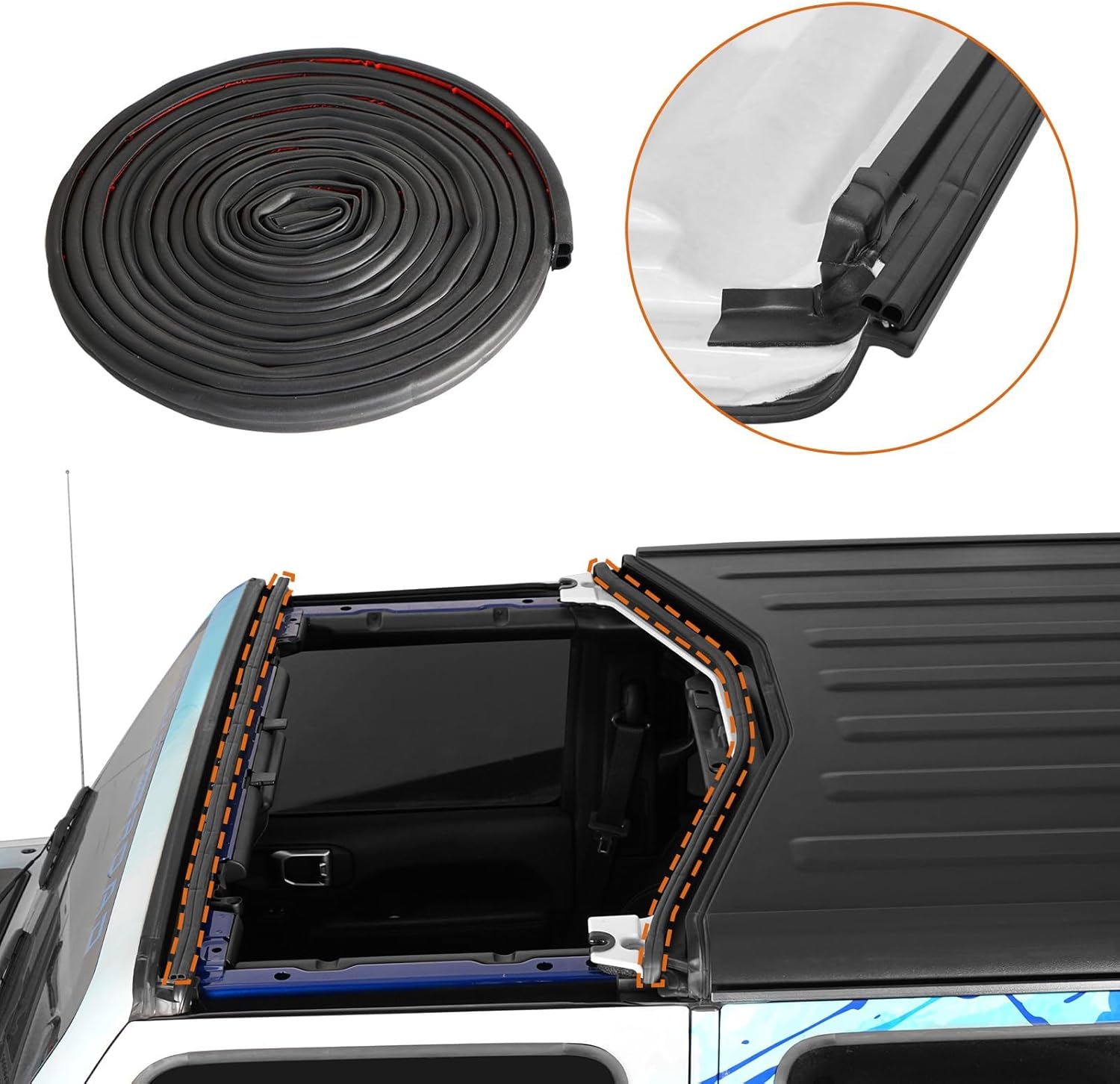 Hooke Road Hardtop Freedom Panel Seal Kit Weather Stripping for 2007-2026 Jeep Wrangler JK JL Gladiato JT, Roof Top Drip Strip Leak Fix Wind Noise Fix Kit