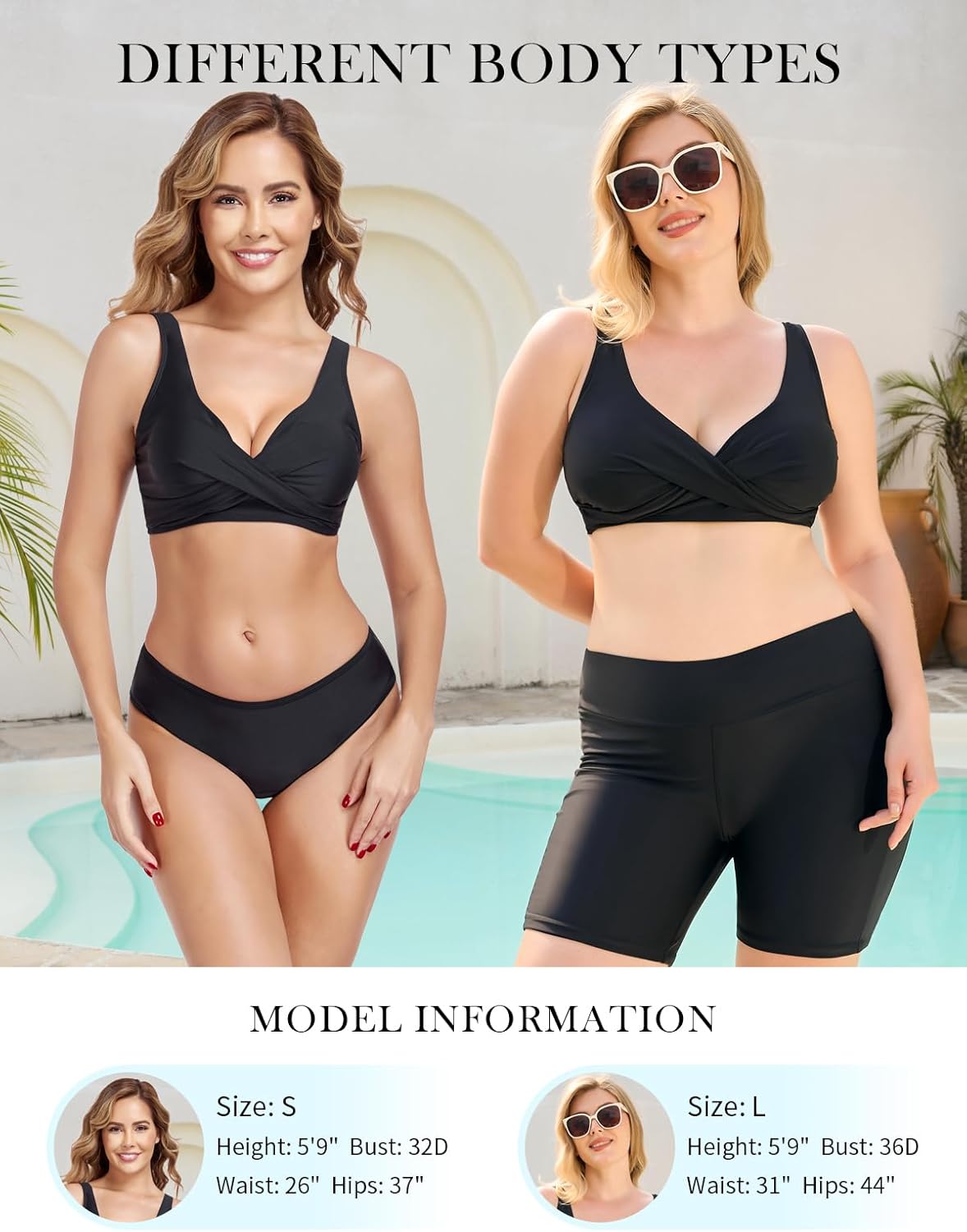 RELLECIGA Women's Underwire Bikini Top V Neck Criss Cross Push Up Swim Top