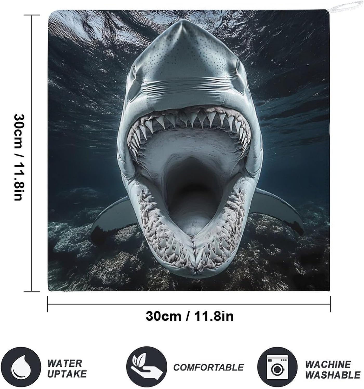 Underwater Ocean Shark Towel Hand Towels Decorative Towel for Bathroom Kitchen Shower Gym 4PCS