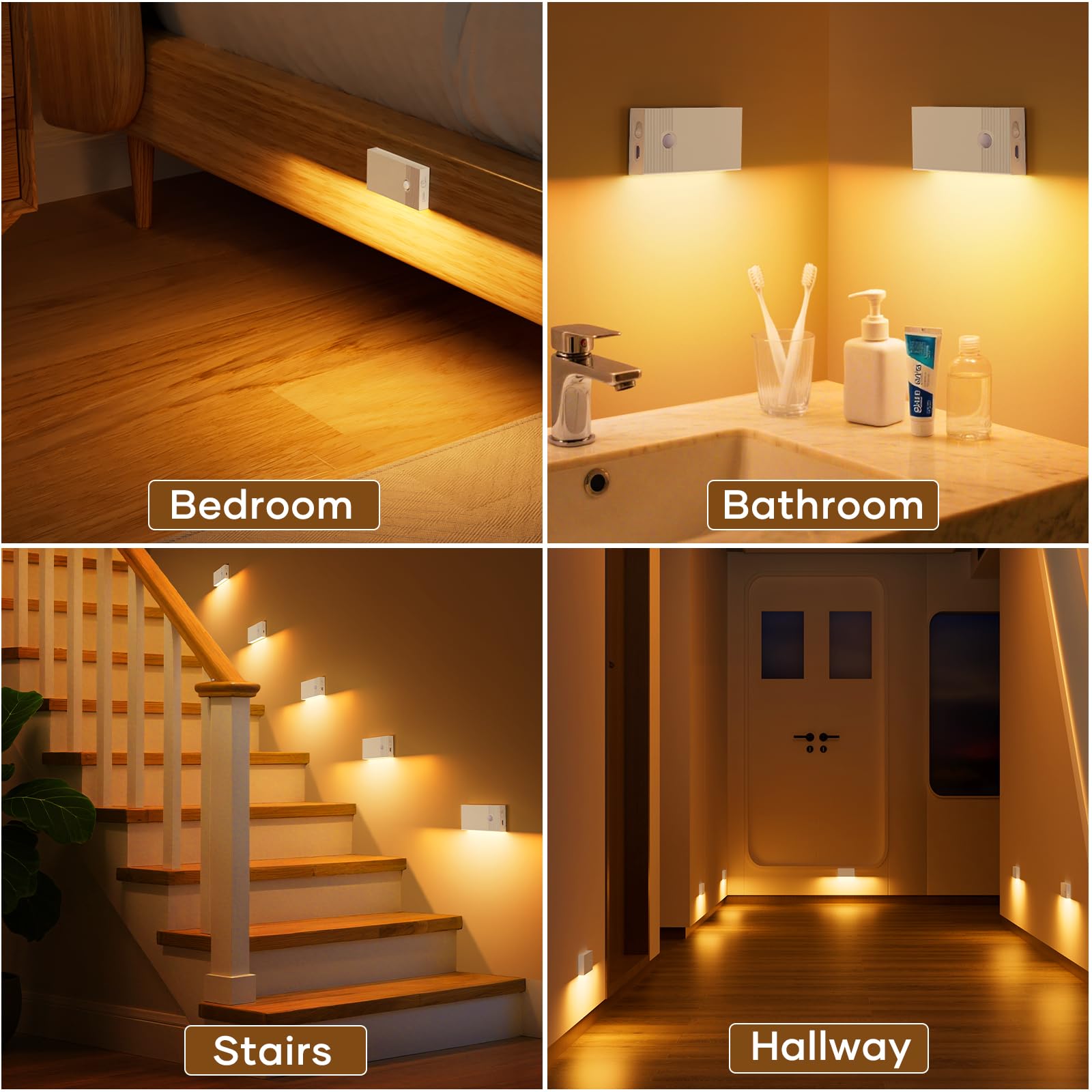 Luce Notturna Con Sensore Di Movimento Daphomeu | 2 LED Ricaricabili Wireless | Batteria 500 MAh USB-C