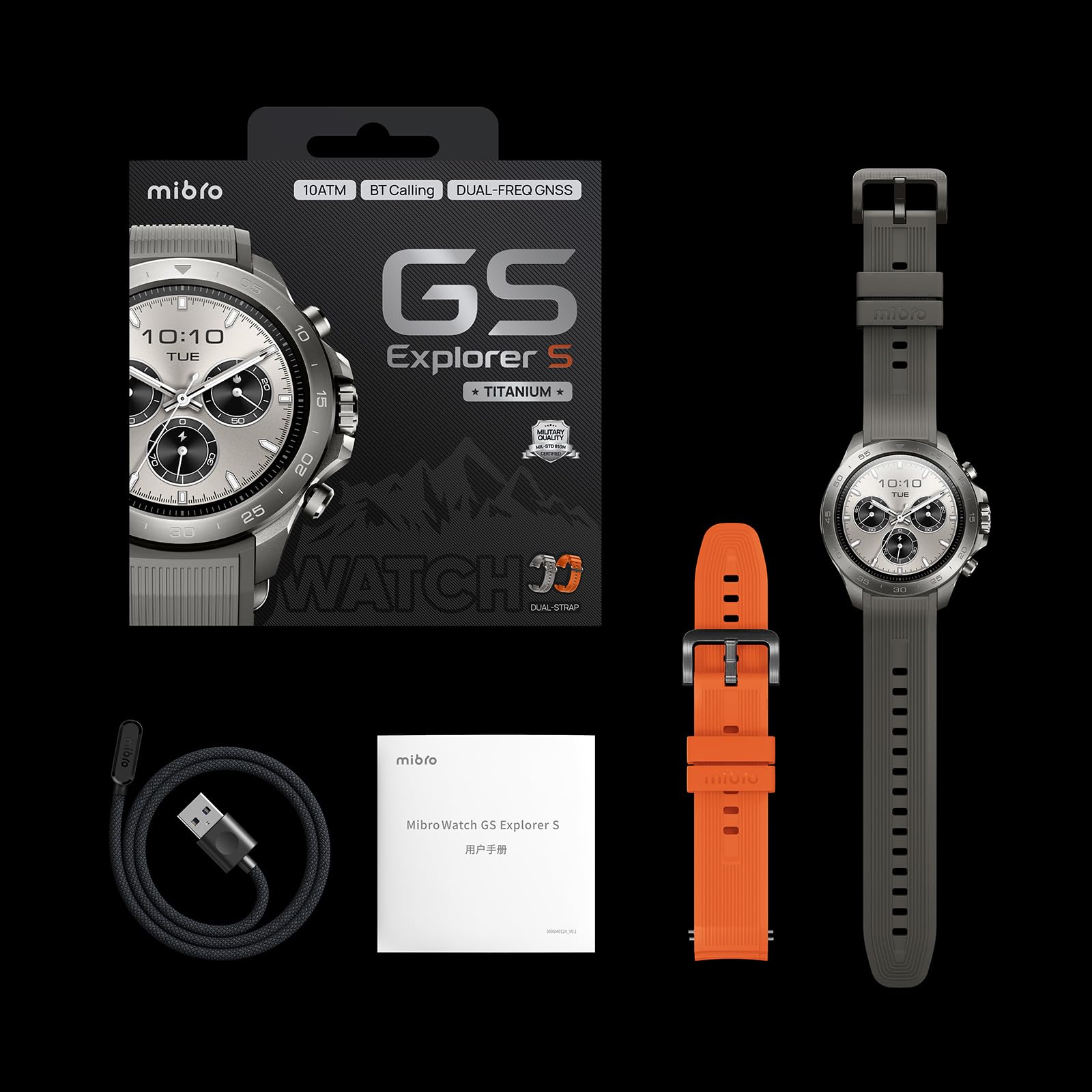Mibro GS Explorer S Ti Montre GPS d'aventure,boîtier en Titane, Bi-Band GNSS,Carte Hors Ligne, Écran Tactile AMOLED,10 ATM, autonomie 20 Jours, Smartwatch pour la randonnée, l'alpinisme et l'apnée