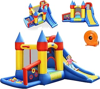 GYMAX Kids Bouncy Castle, Inflatable Jumping House with Slid