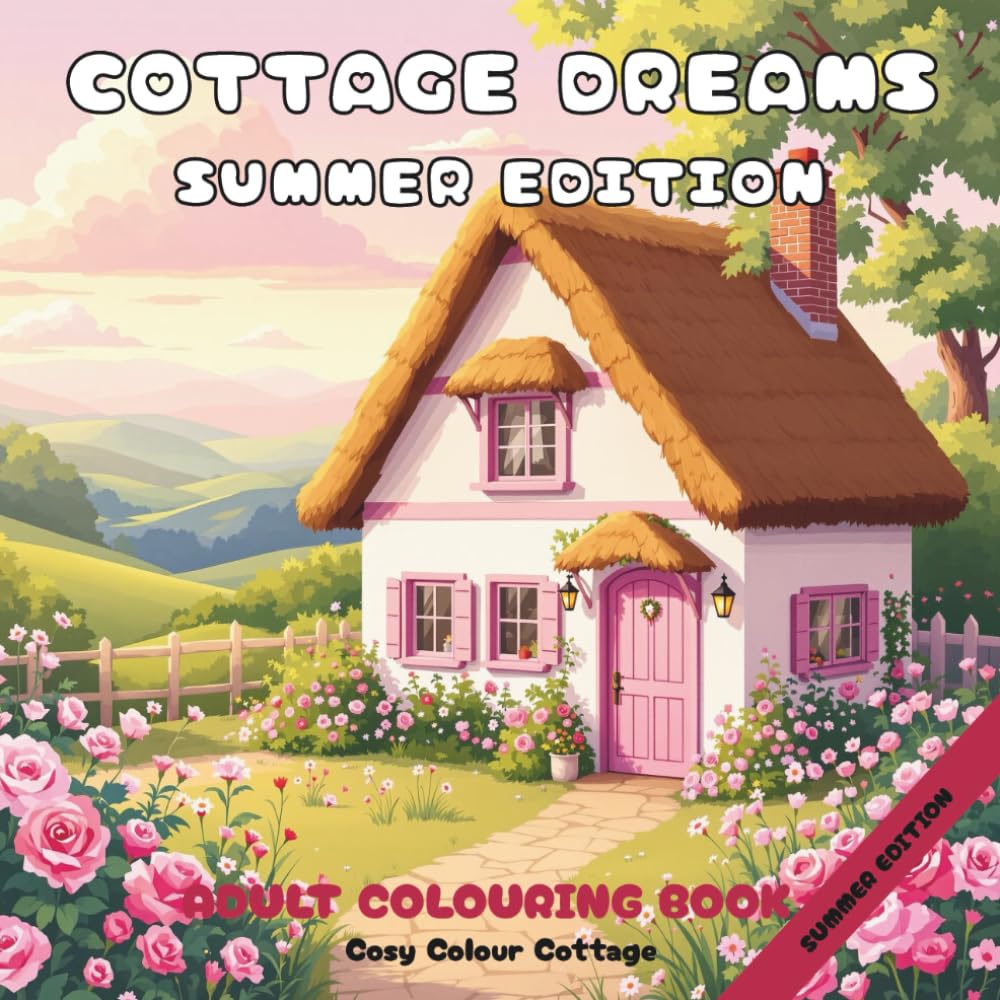 Cottage Dreams Summer Edition: Summer Adult Colouring Book with 40 Peaceful Cottagecore Scenes for Mindfulness and Stress Relief, Designed in the UK